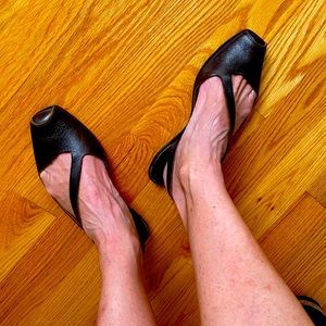 Funky handmade flat sling backs